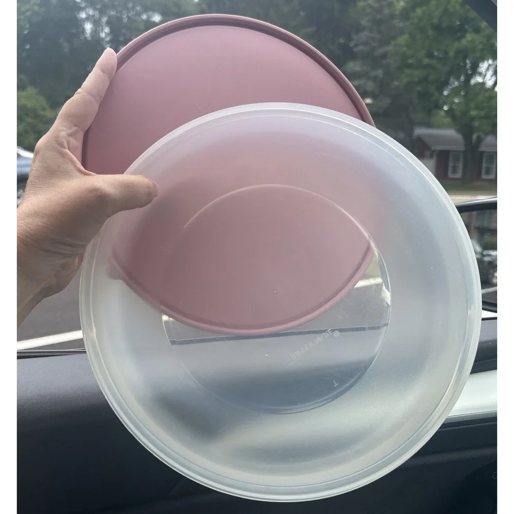 2 VTG TUPPERWARE (1) Round Dome Sheer Replacement Lid #1865-1 And 1 Pink 1832-5